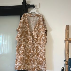 GCU Madewell Cotton Gauze Shorts Romper Short Sleeve Print Drawstring Waist L